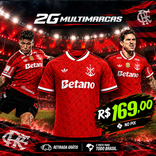 Camisa Flamengo III 26/27 Vermelha Adidas + Betano Torcedor Masculina - (Pronta Entrega)