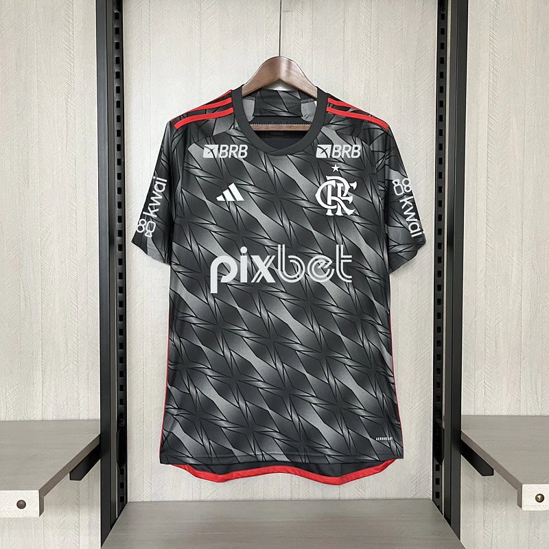 Camisa Flamengo III 24/25 Torcedor Masculina Todos os Patrocínios - Cinza