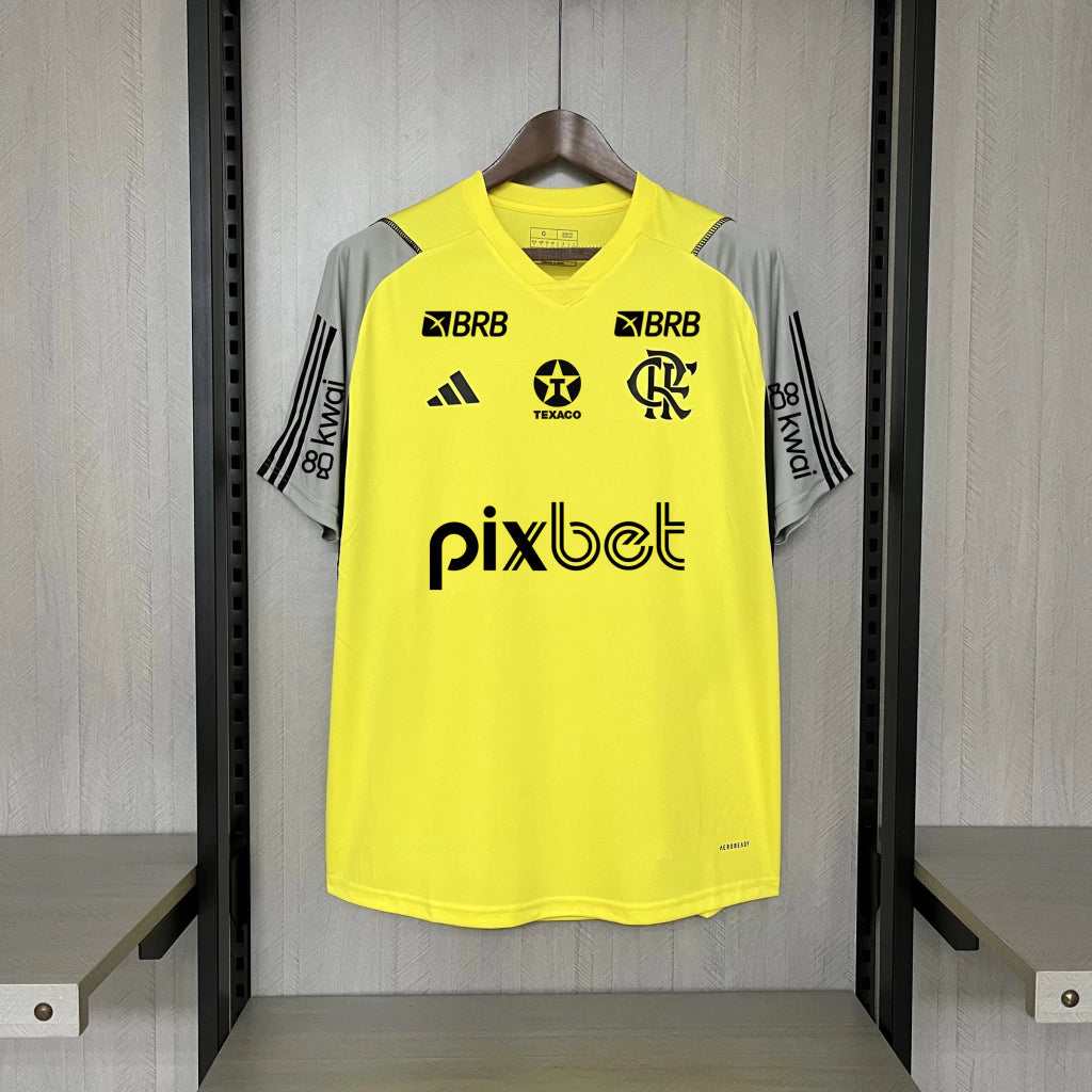 Camisa Flamengo Treino 24/25 Torcedor Patrocínios - Amarelo