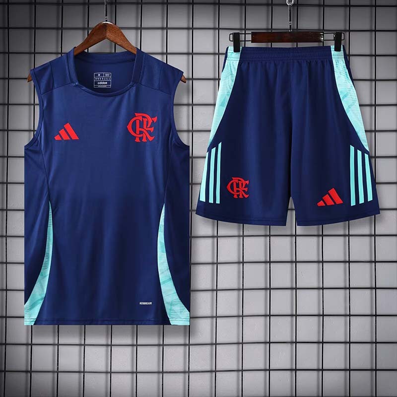 Conjunto Adidas Flamengo Azul Escuro Regata de Treino 2025 - Masculina Silk