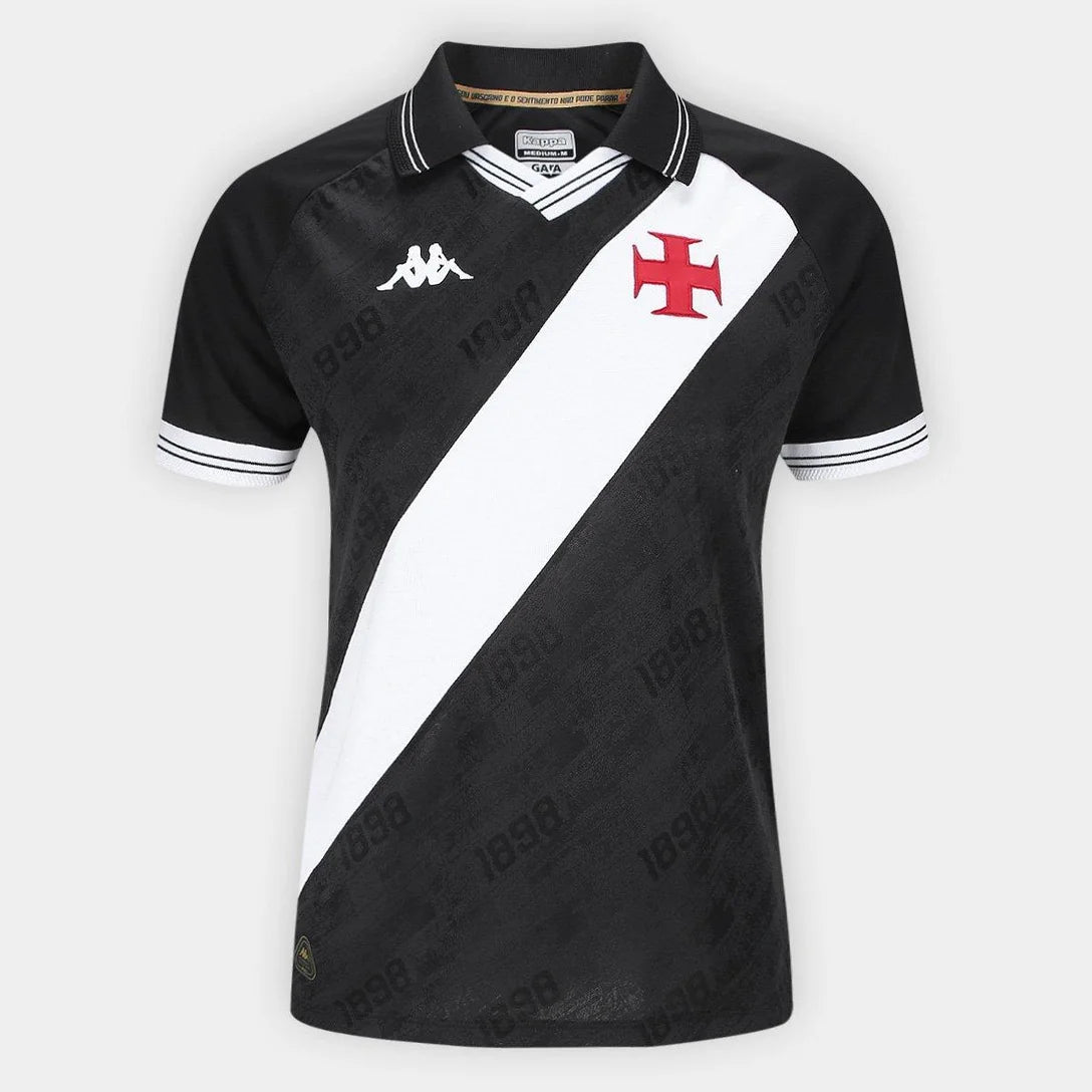 Camisa Vasco I 25/26  Kappa Feminino - Preto & Branco