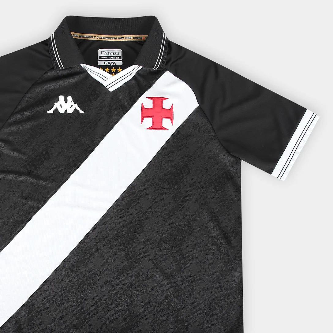 Camisa Vasco I 25/26  Kappa Feminino - Preto & Branco