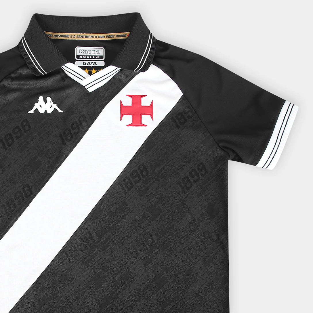 Camisa Vasco I 25/26  Kappa Masculino - Preto & Branco